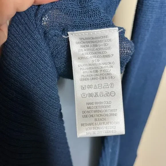 FREE PEOPLE navy criss cross lightweight long line tunic sweater size xs - Picture 5 of 5